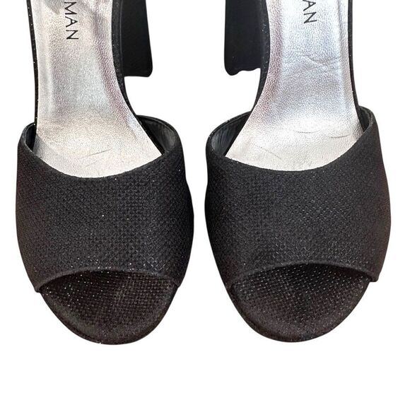 Stuart Weitzman Black Glitter Sashay Platform Sandals Size 7.5 - Picture 6 of 11